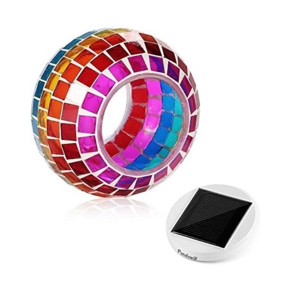 NRFB Mosaic Glass 🌈 Table Light Solar Powered Color Changing Waterproof … - Picture 2 of 7
